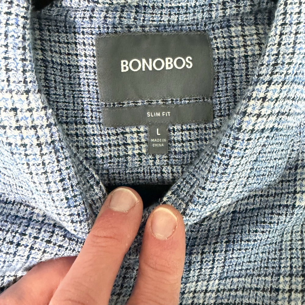 Bonobos Slim Fit Blue Plaid Long Sleeve Button Down Shirt Men’s Large